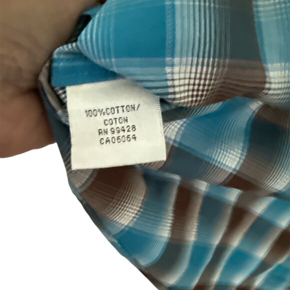 Bugatchi Brown and Blue Men's Button Down - Worn Once - EUC - Classic Fit - XXL - Picture 4 of 4